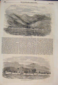 Original Old Antique Print Gheledjik Bay Circassai Black Sea Camp 1854 Victorian
