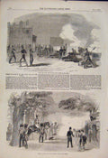 Original Old Antique Print Tower Guns Crimea Victory Park London 1854 Victorian
