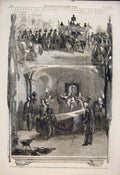 Original Old Antique Print Funeral Marshall St Arnaud Paris France Church 1854
