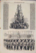 Old Antique Print Crystal Palace Military Trophy Fete Guides London 1854 19th