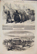 Original Old Antique Print Boulogne Fish Nurses Sebastopol Hospital 1854 19th