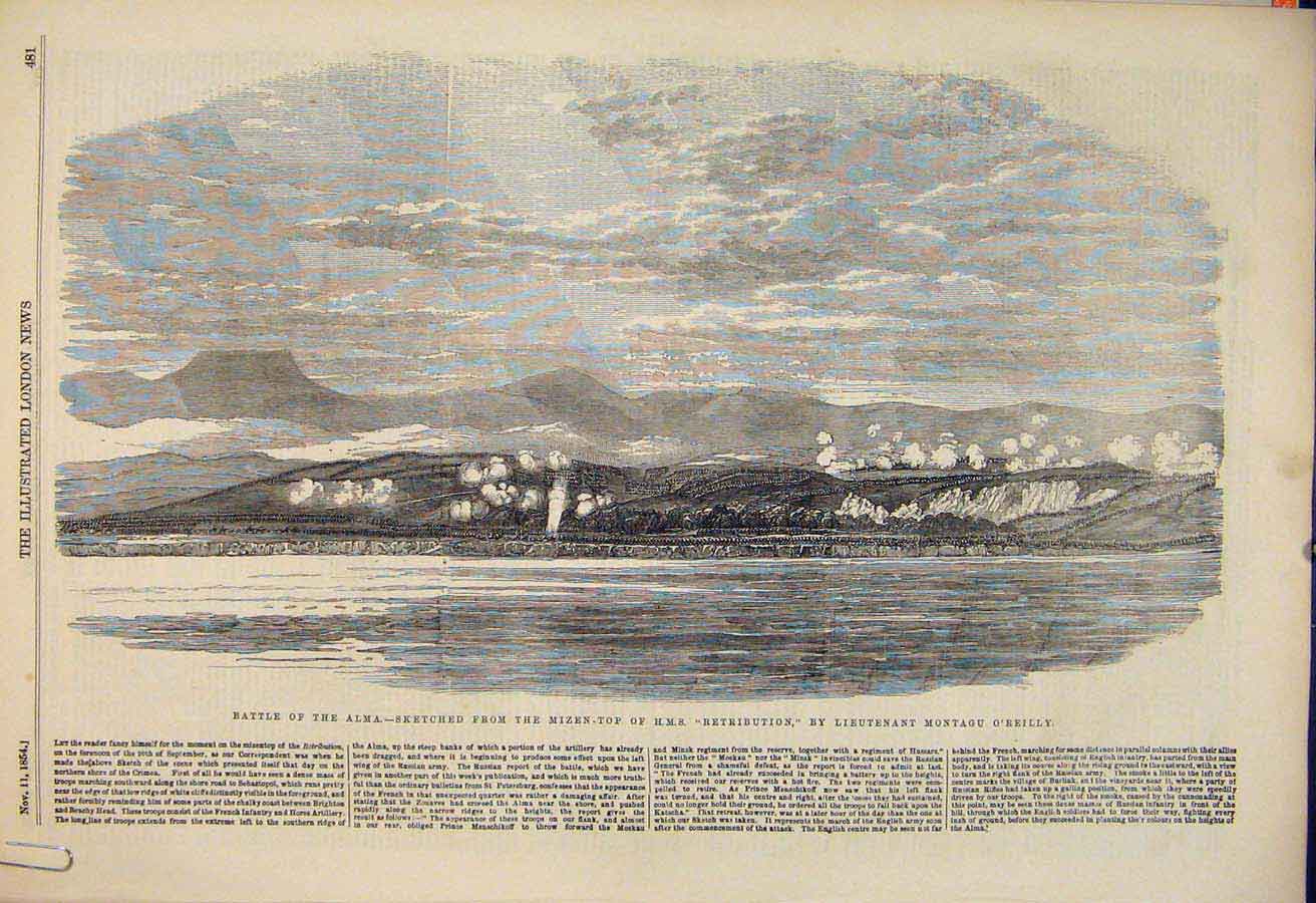 Old Antique Print Battle Alma Hms Hospital Ship Constantinople Sebastopol