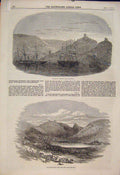 Original Old Antique Print Balaclava Harbour Port Pera Sebastopol Military 1854