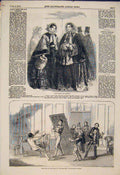 Original Old Antique Print Paris Fashions Adelphi Theatre London 1854 Victorian