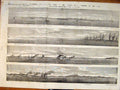 Original Old Antique Print Crimea Coast Panoramic Alma Tuzla Military 1854 19th