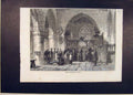 Original Old Antique Print Christmas Dole Church People 1854 19th