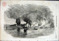 Original Old Antique Print Burning Kertch Sketch Trent Fire 1855 19th