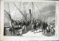 Original Old Antique Print Hm Gun Boat Starling Practising Gun-Boat 1855 19th