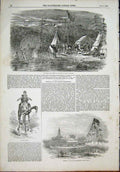 Original Old Antique Print St Maurice Engineer Iroquois Chief Madras Exhibition