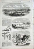 Original Old Antique Print Kambiesch Bay Christie Balaclava Exmouth Machine 1855