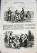 Original Old Antique Print Sketches Russian Life Russia St Petersburg Fete 1855