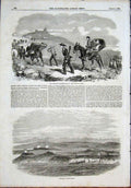 Original Old Antique Print Ambulance Transport Service Signals 1855 War 19th