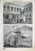 Old Antique Print Palace Industry Paris Indian Court Glass Manufacturer