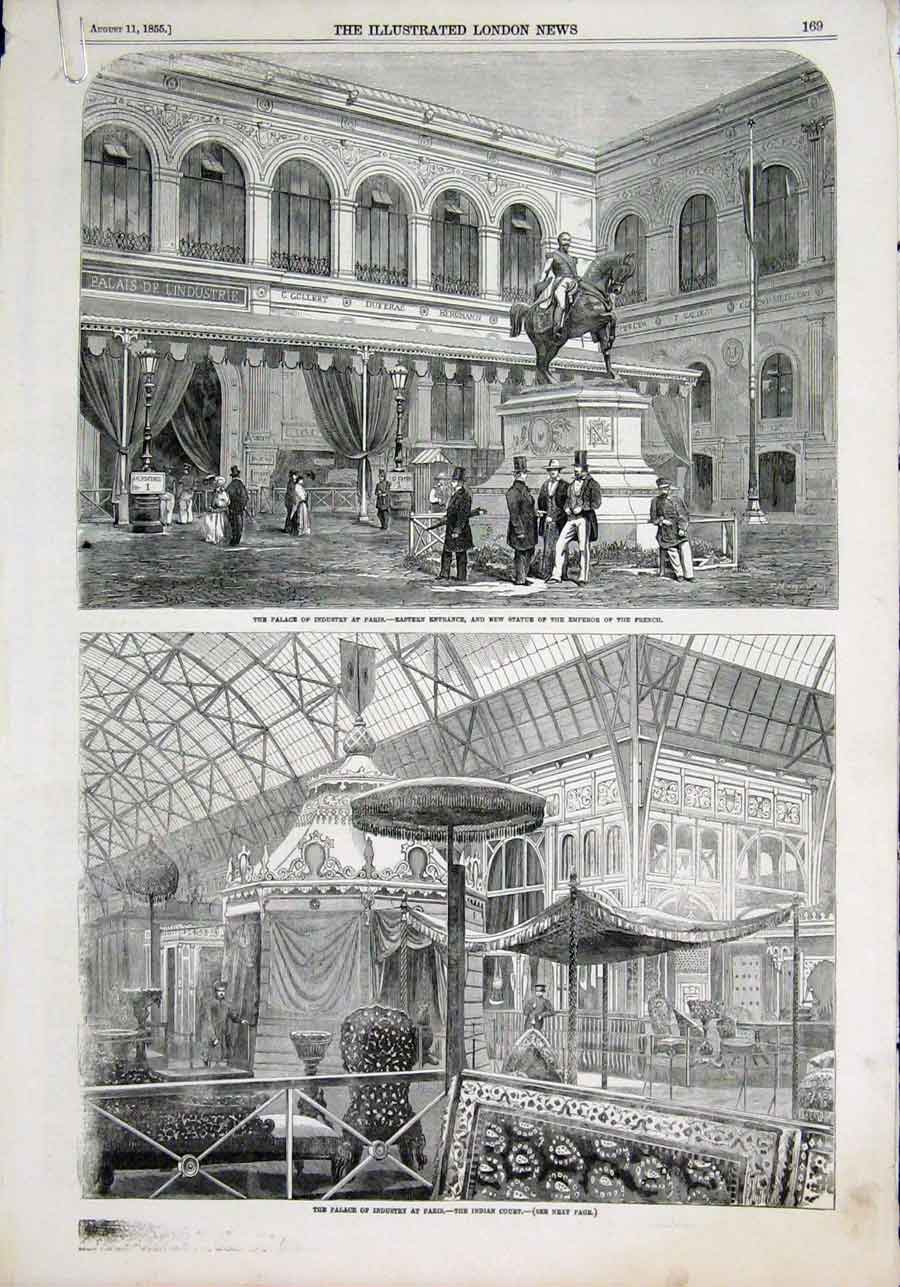 Old Antique Print Palace Industry Paris Indian Court Glass Manufacturer