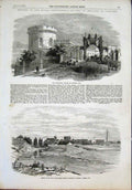 Original Old Antique Print Carlilse Agricultural Society Court House Arch 1855