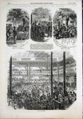 Old Antique Print Paris Amusements Festival Ball California Skittles 1855 19th