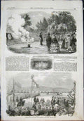 Original Old Antique Print Captain Disney Projectile Fulham Shorncliffe 1855