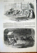 Original Old Antique Print Donkey Races Alexandria Street Race 1855 Victorian