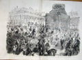 Old Antique Print Queen Paris Royal Procession Place Vendome France 1855 19th