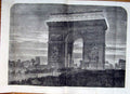 Original Old Antique Print Paris France Queen Arc De Triomph De L'Etoile 1855