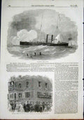 Original Old Antique Print The Recruit Steam Gun Boat Sebastopol French 1855