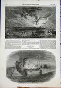 Original Old Antique Print Santa Maria Frigate Sebastopol Harbour Crowe Goodall