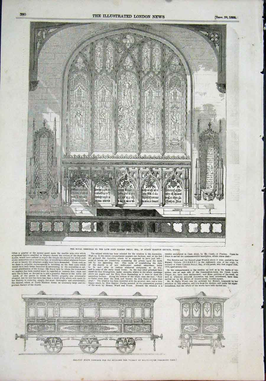 Original Old Antique Print Neild Marston Church Railway Carriage Viceroy Egypt