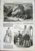 Old Antique Print Cumming Weir Elephants Paris Fashion Blanche Fant 1855 19th