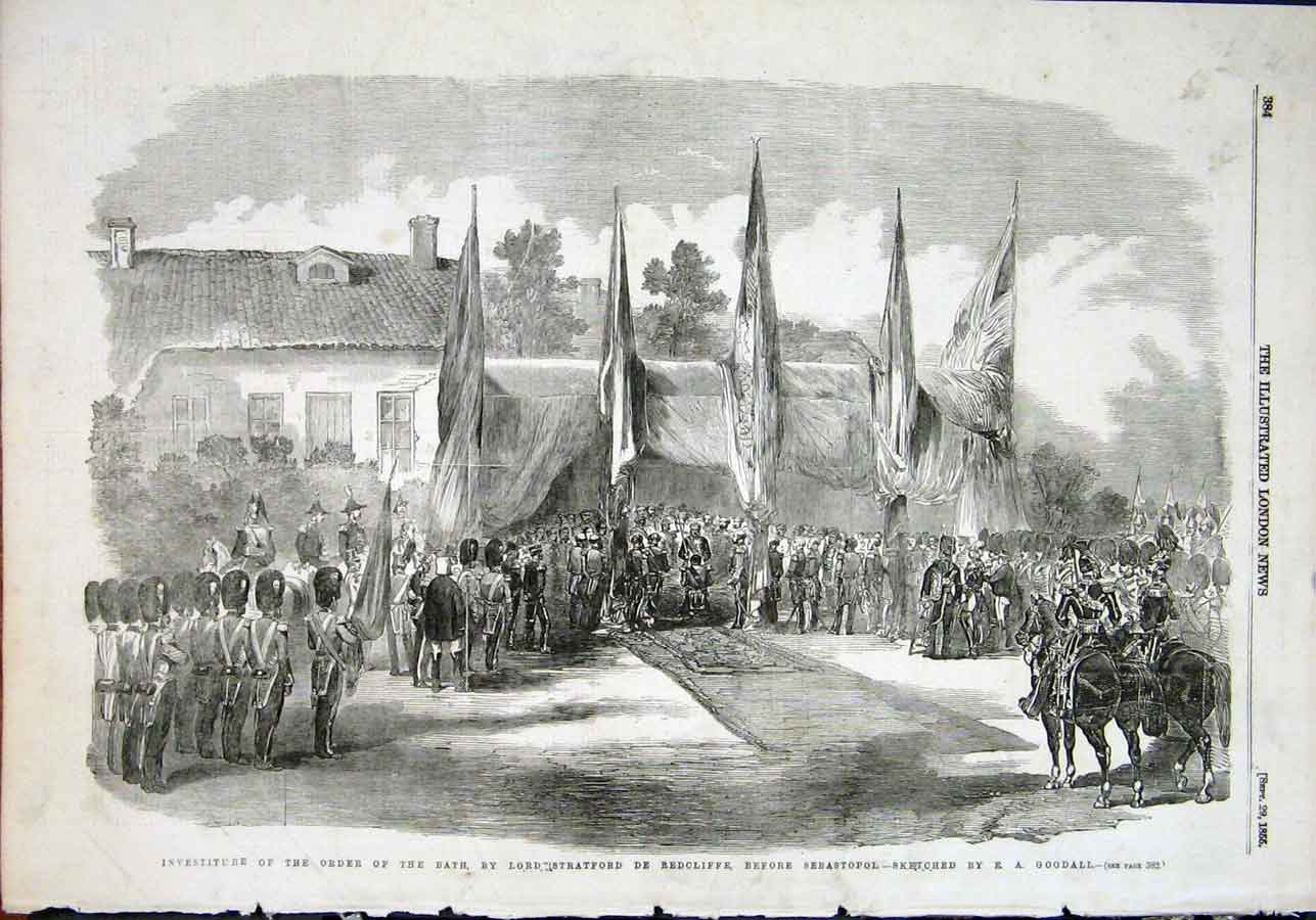 Original Old Antique Print Lord Stratford De Redcliffe Sebastopol Goodall Sketch