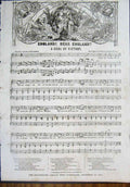 Original Old Antique Print England Song Music Score Sheet Victory 1855 Victorian