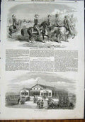 Original Old Antique Print Funeral Lord Raglan Crimea Aldershott Club House 1855