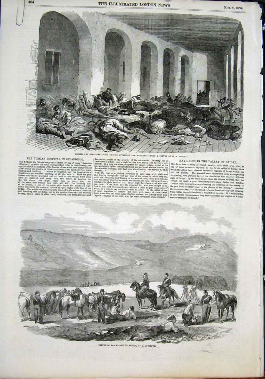 Old Antique Print Hospital Sebastopol Durgan Goodall Baidar Crowe Bosquet