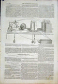 Old Antique Print Electric Telegraph Apparatus Velocity Experiments 1855 19th