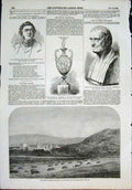 Old Antique Print Thackeray Montgomery Poet Palace Balmoral Scotland 1855 19th
