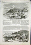 Original Old Antique Print Sebastopol Goodall Crowe Theatre Naval Brigade 1855