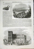 Original Old Antique Print Treves Germany German View 1855 19th