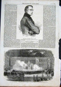 Original Old Antique Print Portrait Bruck Austria Fete Gothenburg Adolphus 1855
