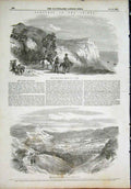 Original Old Antique Print Baidar Valley Crowe India View 1855 19th
