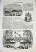 Original Old Antique Print Arctic Expedition Shadwell Perambuco Railway 1855