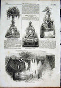 Original Old Antique Print Silver Plate Clock Grant Bell Canton Execution 1855