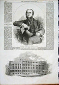 Original Old Antique Print Portrait Marquis D'Azeglio Sardinia Birmingham 1855