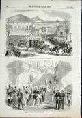 Original Old Antique Print Sardinia King Paris Tuilleries Reception 1855 19th