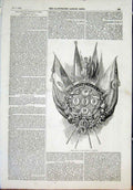 Original Old Antique Print Grand Trophy Guildhall London 1855 19th