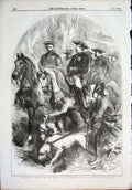 Original Old Antique Print King Sardinia Emperor French Hunting Compeigne France