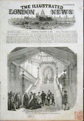Original Old Antique Print Kin\G Sardinia Windsor Castle Staircase 1855 19th