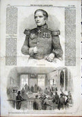 Original Old Antique Print Portrait Bruat Ballot Officers Management Bill 1855
