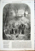 Old Antique Print Christmas Eve Cottager'S Return Market Foster Fine Art