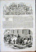 Original Old Antique Print Monster Snowball Winter Snow Ball 1855 19th