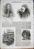 Original Old Antique Print Portrait Rogers Poet Holland House London 1855 19th