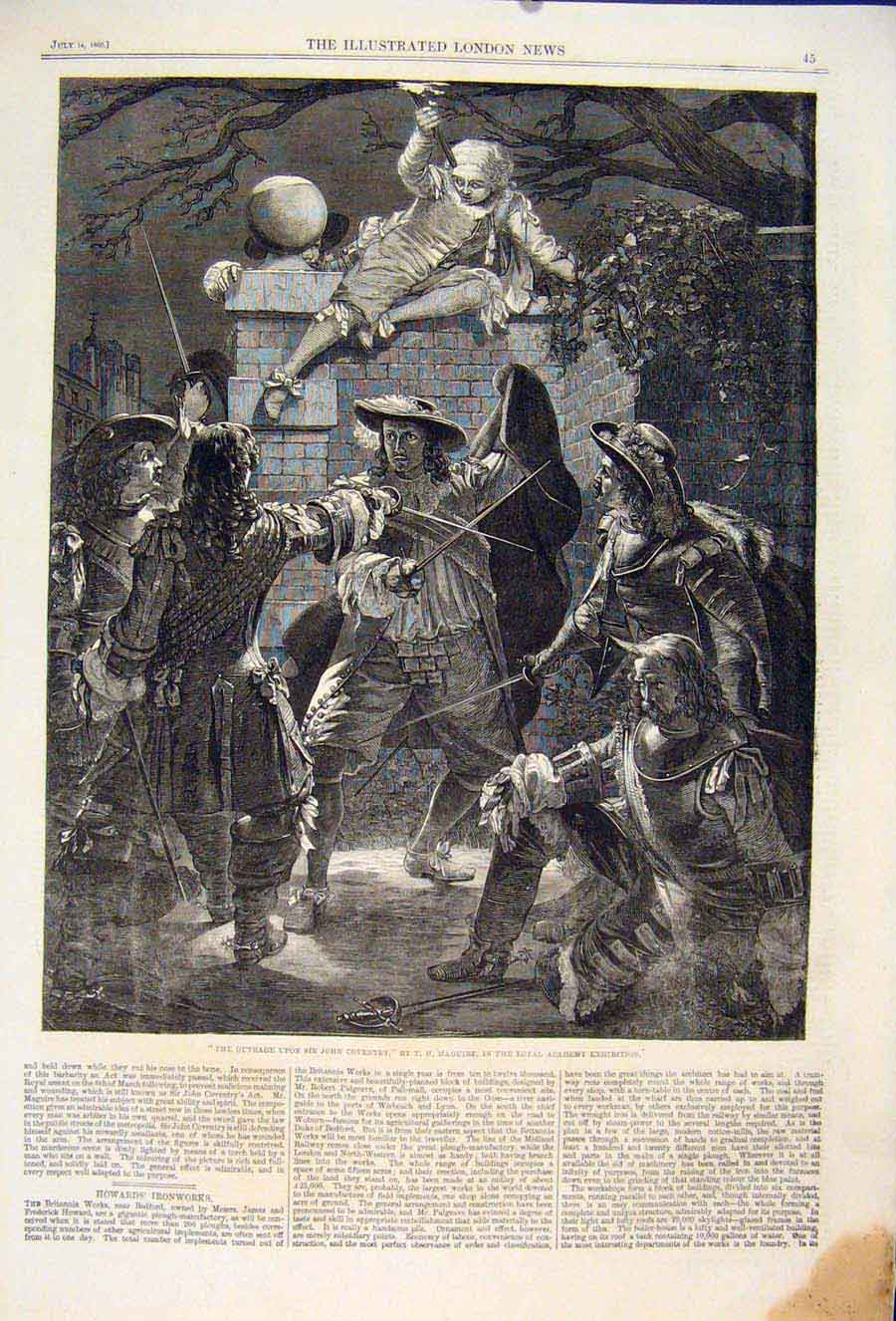 Original Old Antique Print Coventry Maguire Outrage Fine Art 1860 19th